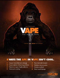 Vape flyer about 8 dangers of vape